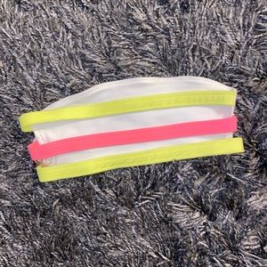 White, Pink, Highlighter Yellow Bathing Suit Top